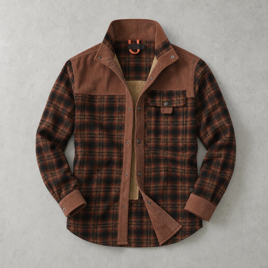 Brunico Karo-Flanell Sherpa-gefüttertes Field Overshirt