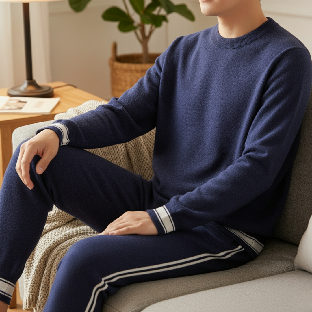 Trainingsanzug Herren 2-teilig mit Pullover & Joggerhose – KnitLuxe Set