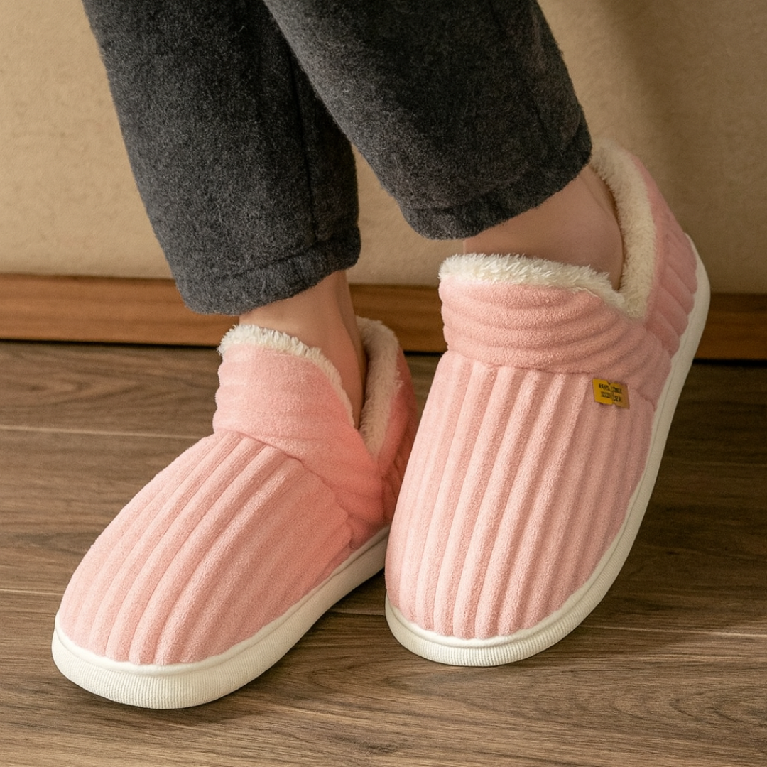 Flanell Hausschuhe Winter warm & rutschfest für Damen & Herren – CozyStripe