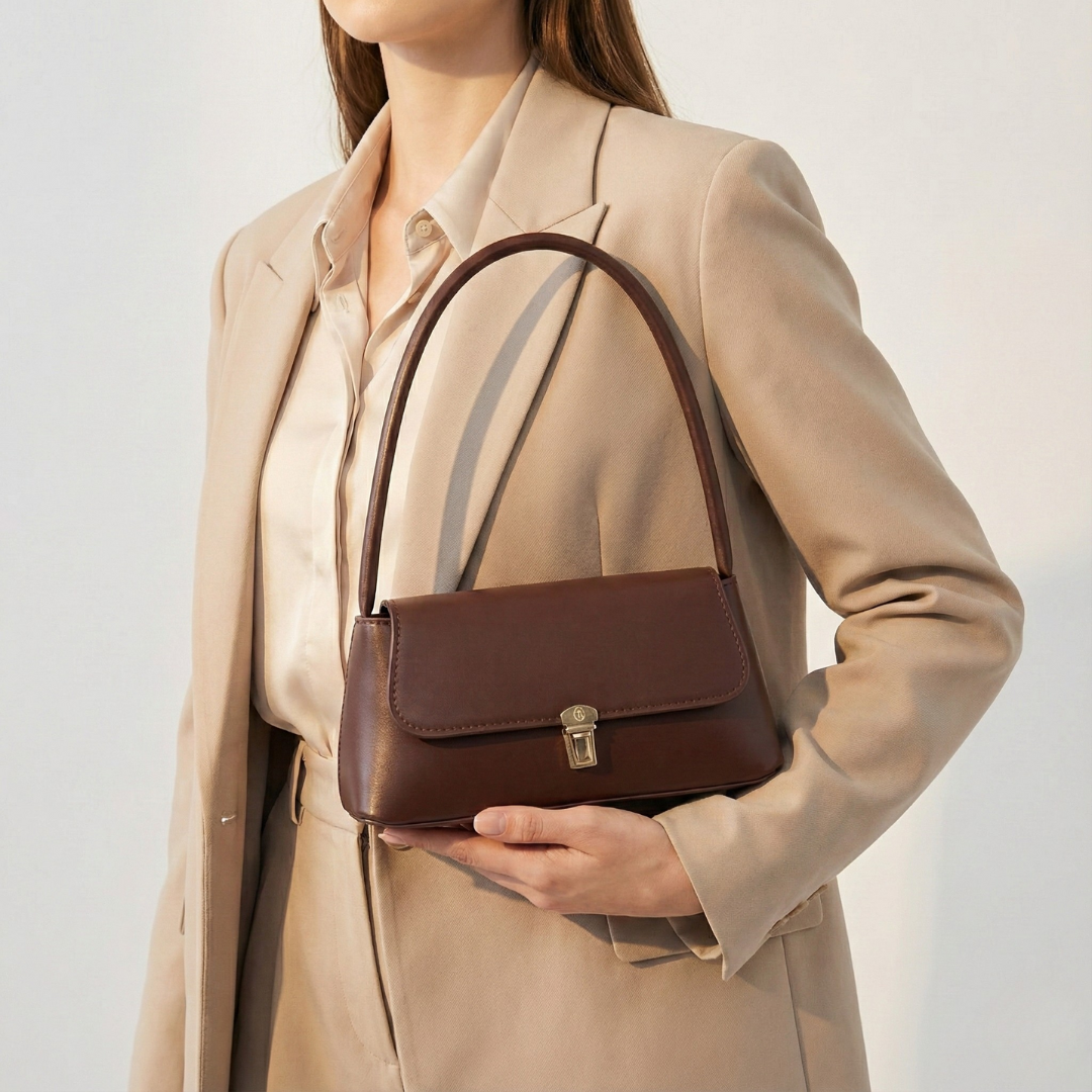 Nordspur | Retro Schulterhandtasche mit Überschlag