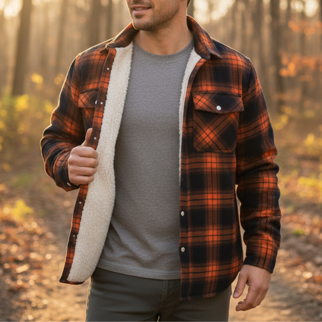 Flanellbluse Herren mit Fleece-Futter & 3 Taschen – NordFell Sherpa Jacket