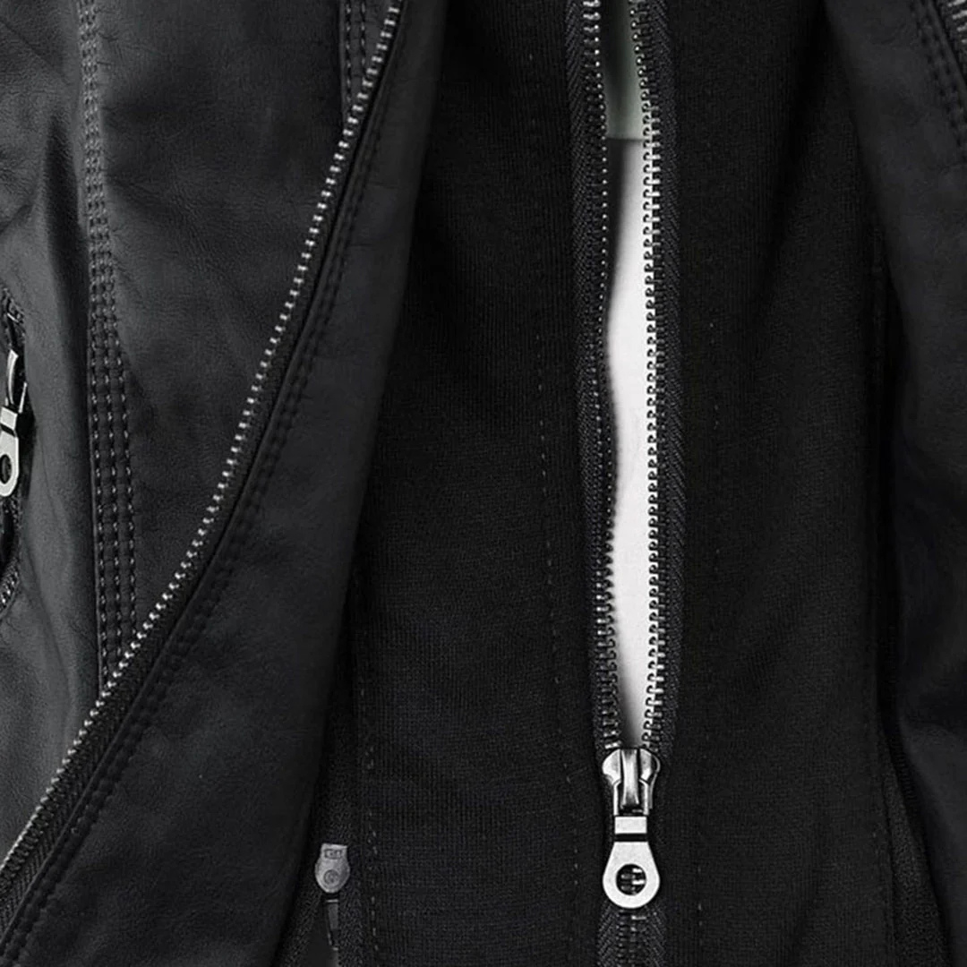 Wasserdichte Damen Bikerjacke aus veganem Leder mit Kapuze