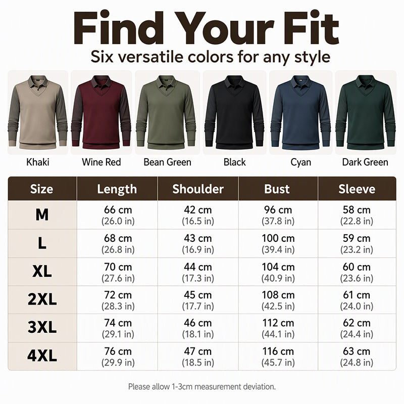 Herren Falscher Zweiteiliger Langarmshirt – Smart Casual Zweiteiliger Look Ohne Aufwand