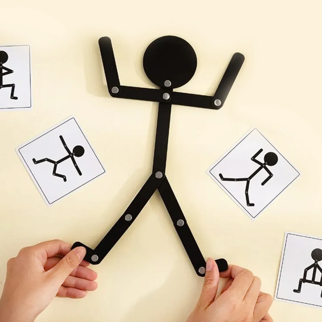 Spielzeug Gelenkfigur mit Karten zum Nachstellen von Posen – FlexiMan Puzzle