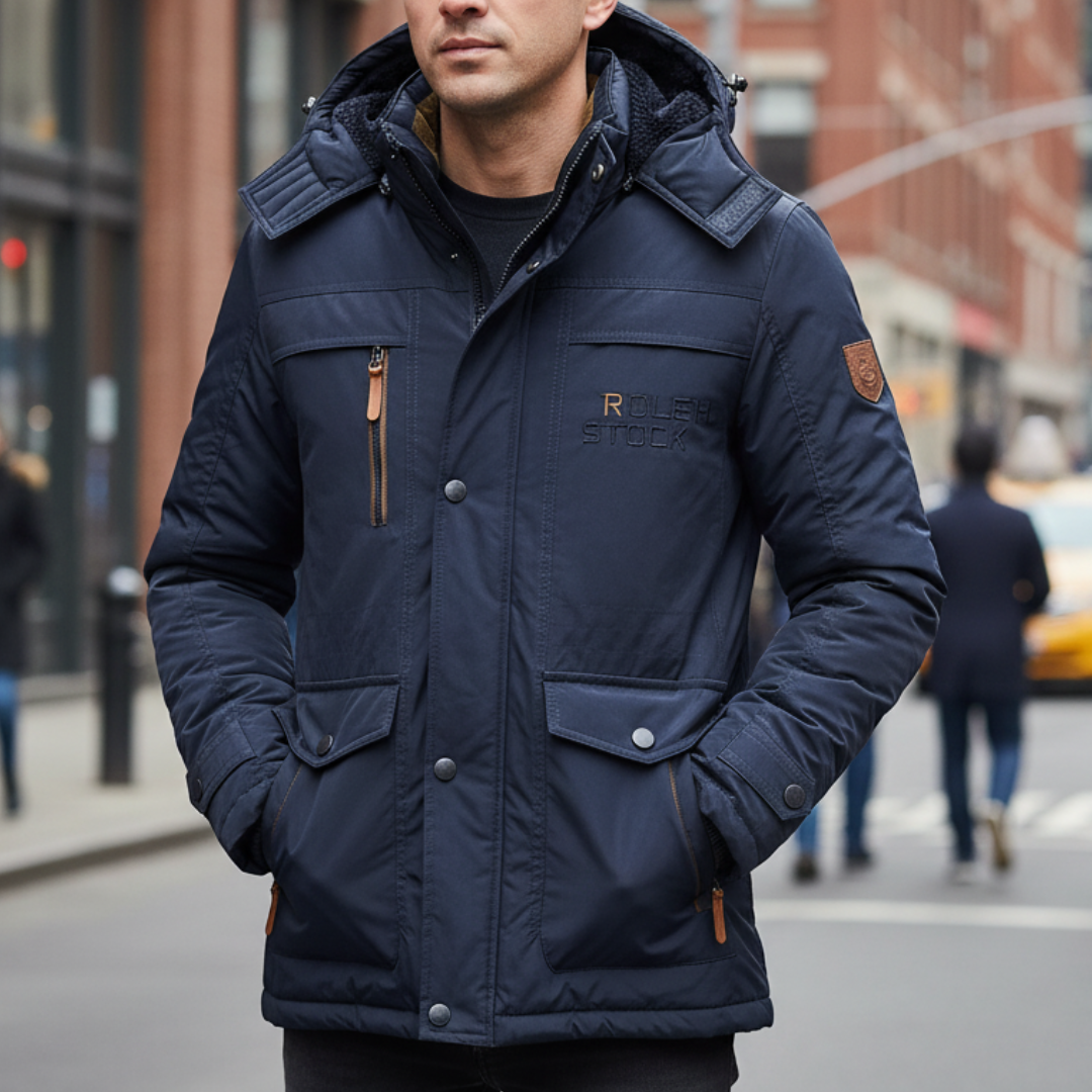 Winterjacke Herren mit Kapuze & Windschutz – NordGlacier Parka