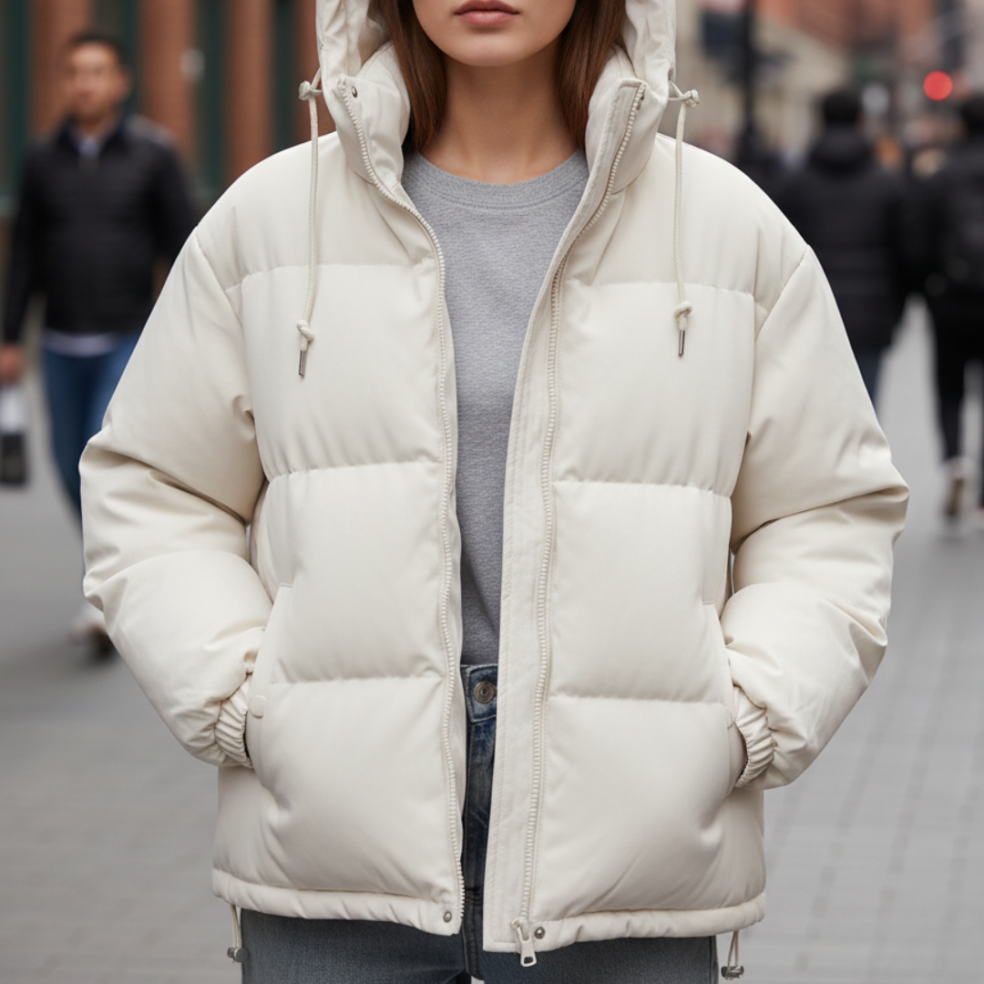 Damen Steppjacke wasserabweisend & leicht | Wintermantel mit Kapuze – Nordlys Puffer
