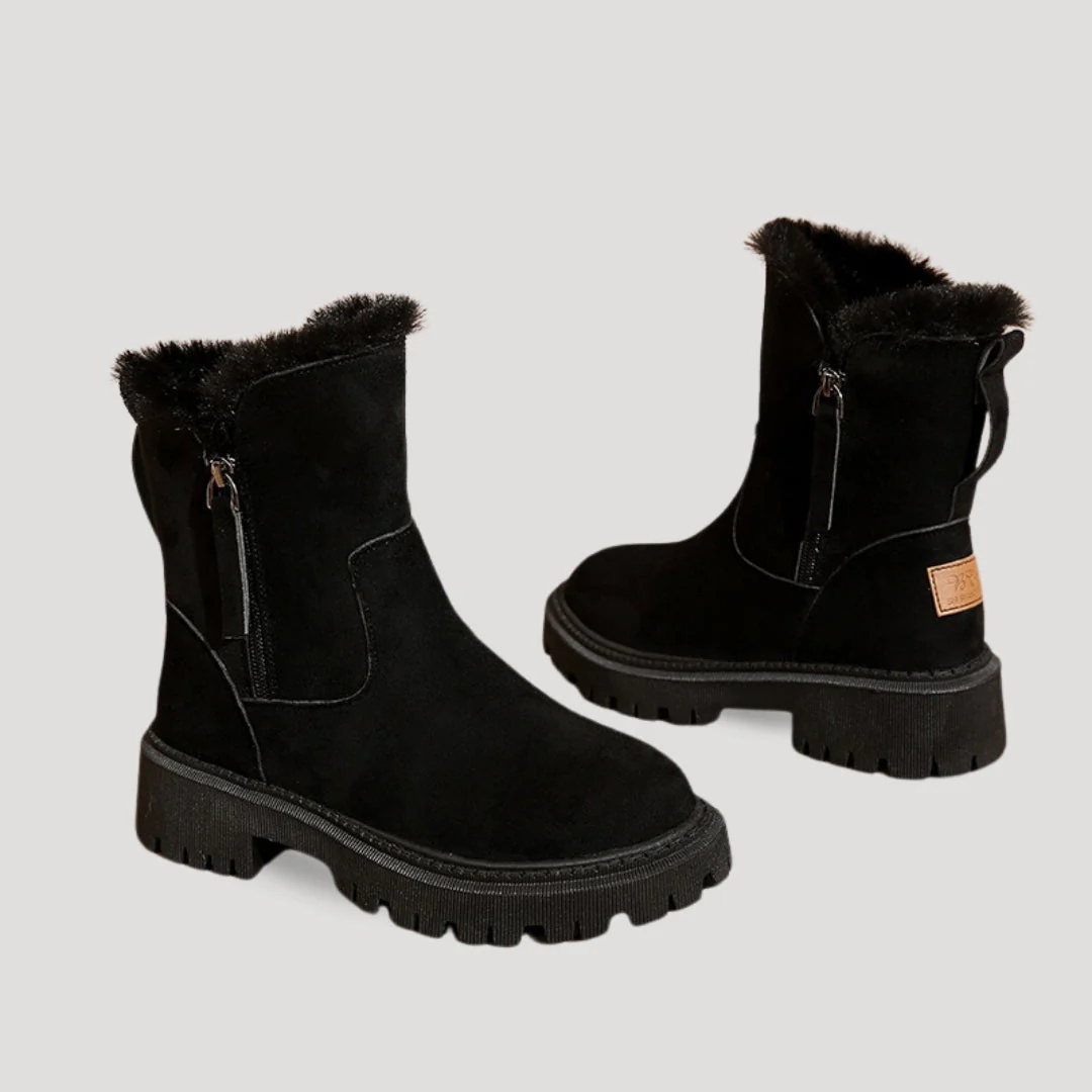 Stiefel Damen Winter knöchelhoch mit Fellfutter & Profilsohle – FrostLuxe Boots