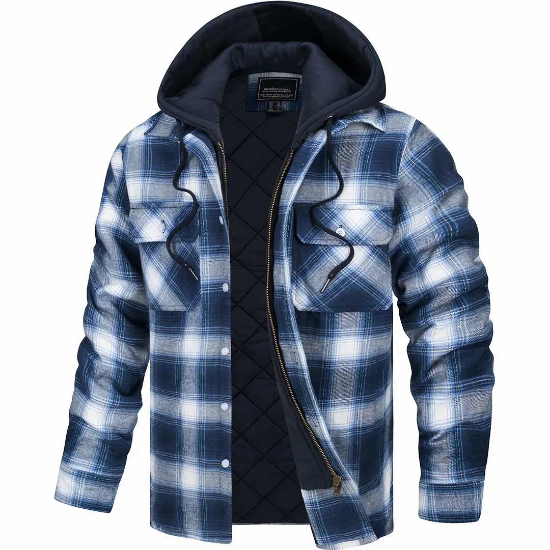 Freizeitjacke mit Karomuster & abnehmbarer Kapuze – NordicFlannel Jacket