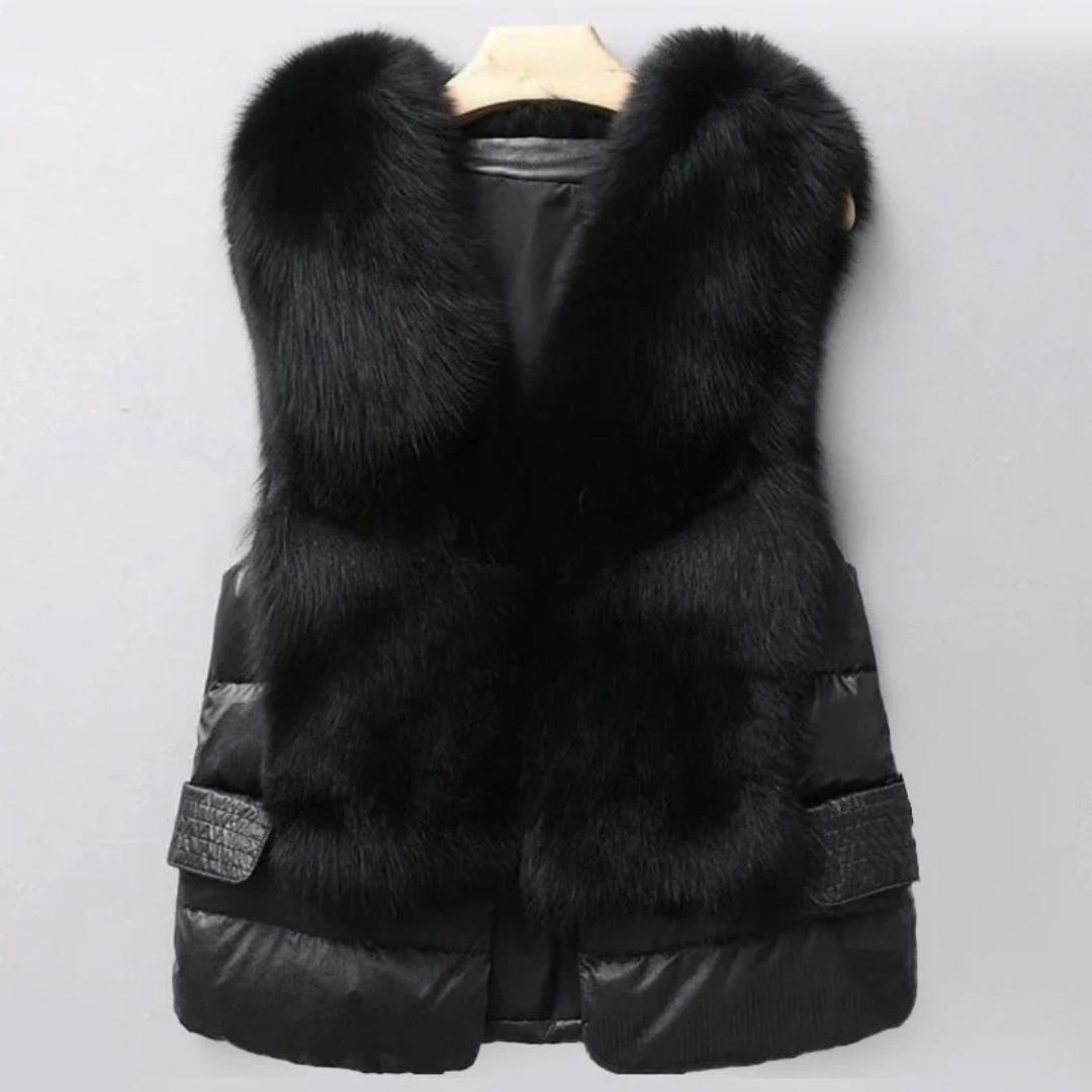 Pullover Damen Weste mit Kunstfell & elegantem Coatigan-Stil – WinterFur Vest