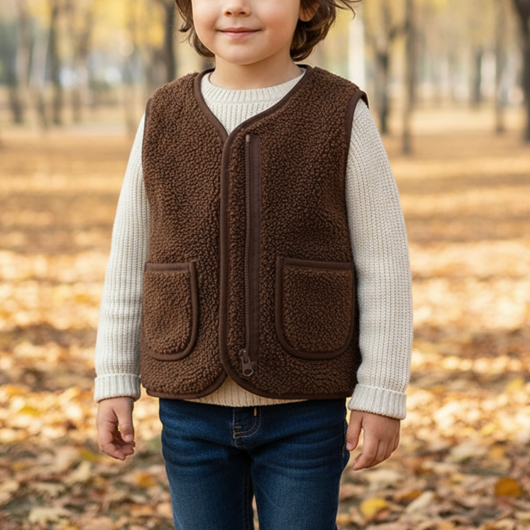 Weste für Kinder mit Reißverschluss & Tasche – CozyBear Vest