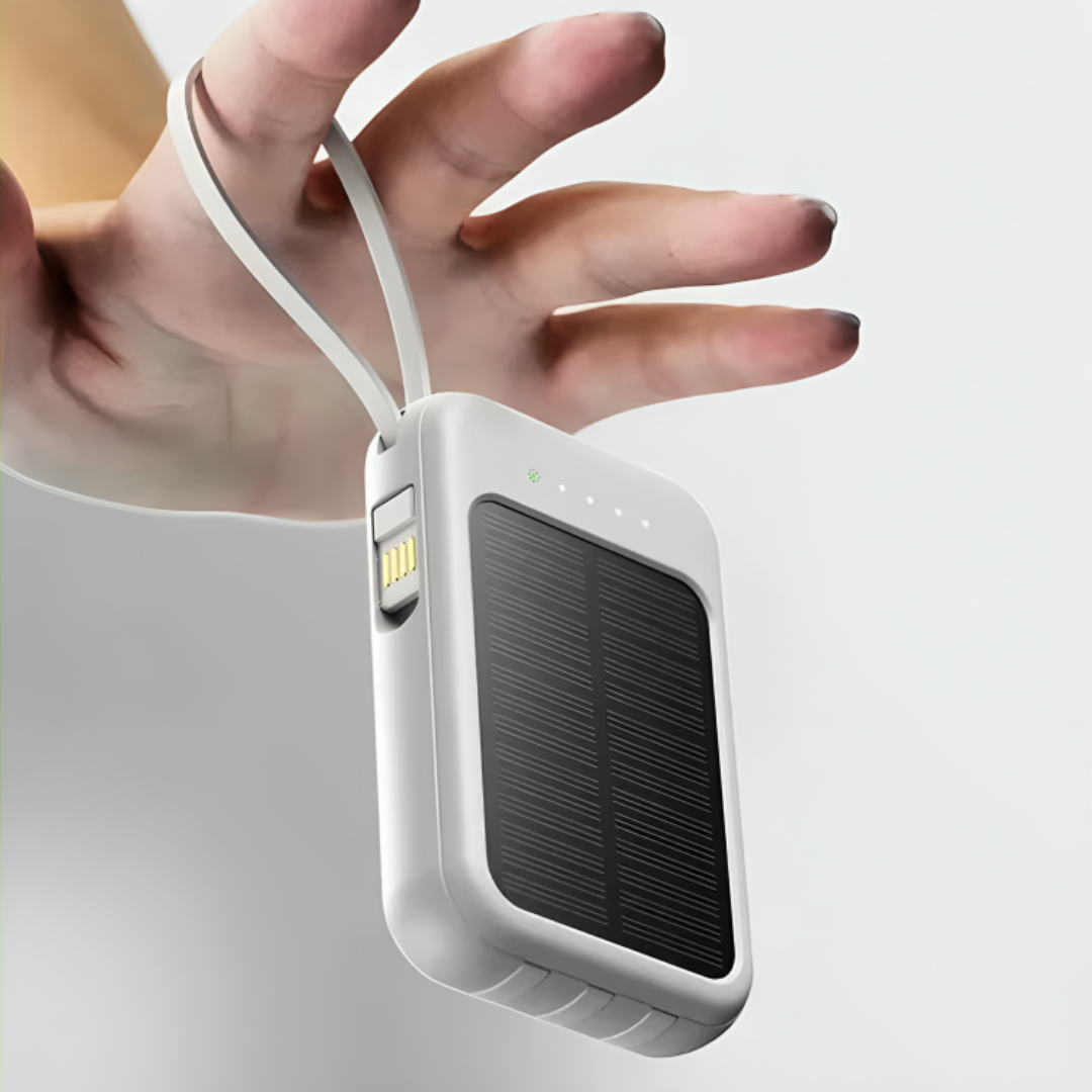 Solar Powerbank 10000 mAh mit LED & Kabeln – SunCharge Ultra