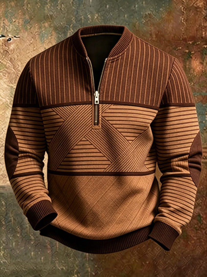 Stilvoller Herrenpullover mit kurzem Reißverschluss