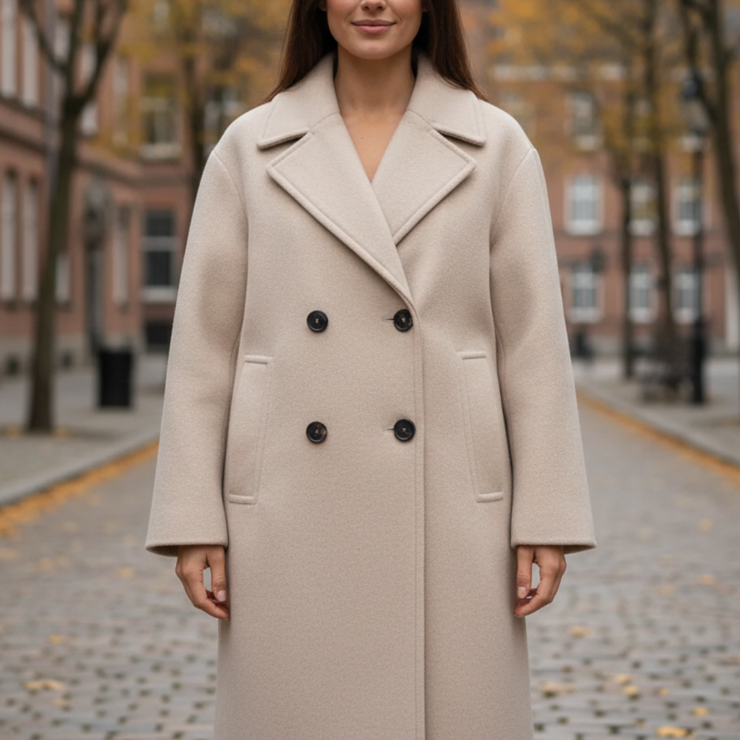 Mantel Damen Oversized mit Doppelreiher & Taschen – Nordveil Woolen Coat