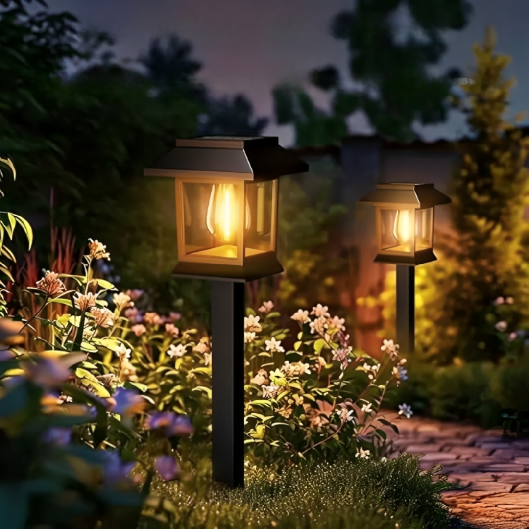 Solar Gartenleuchten Retro Warmweiß – LumiPath 4er-Set