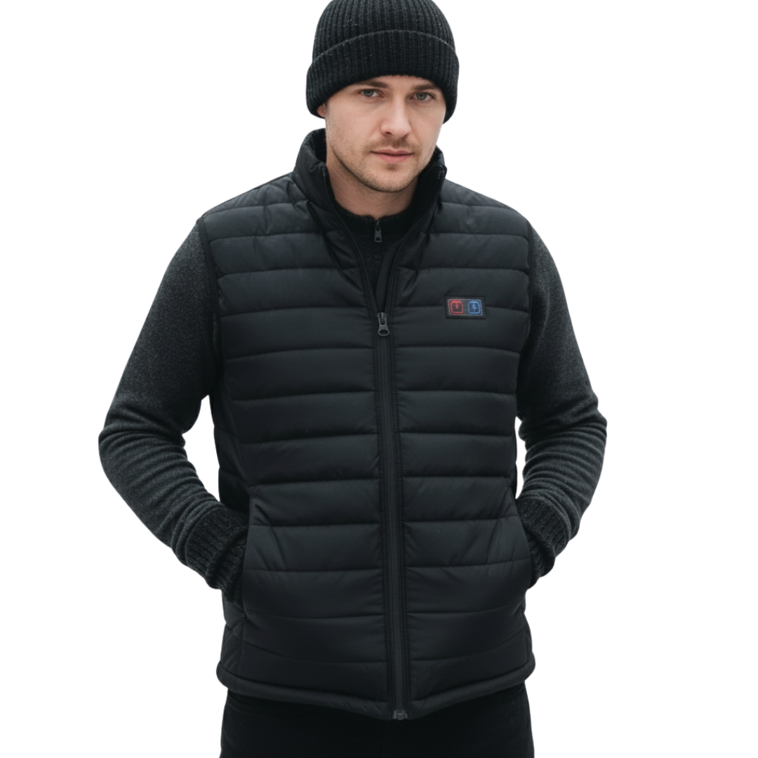 Beheizte Weste mit 9 Heizzonen & Doppelschalter – HeatFlex USB-C Elektrische Heizweste für Herren & Damen