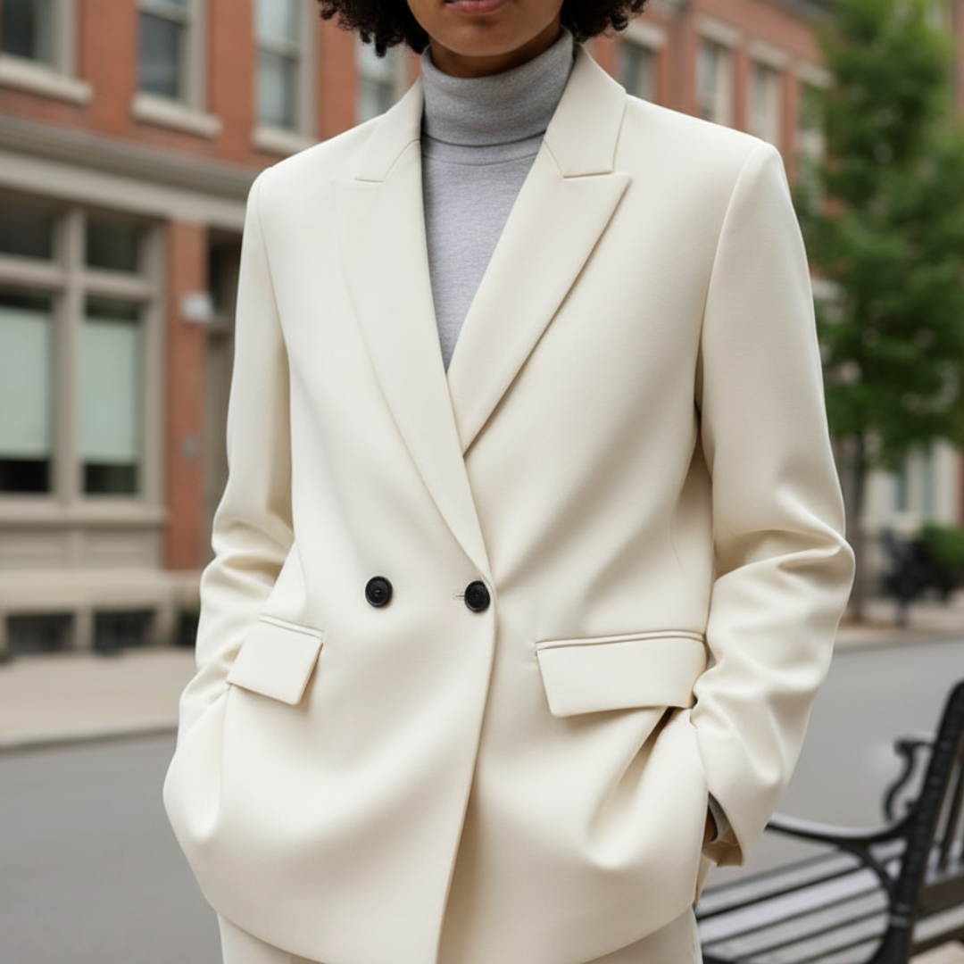 Mantel Damen mit Doppelreihigem Schnitt & Elegantem Office-Look – LioraBlaze Blazer