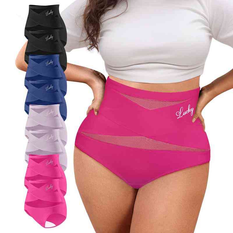 Plus-Größe, hohe Taille, bauchformender Slip mit Kreuzmuster