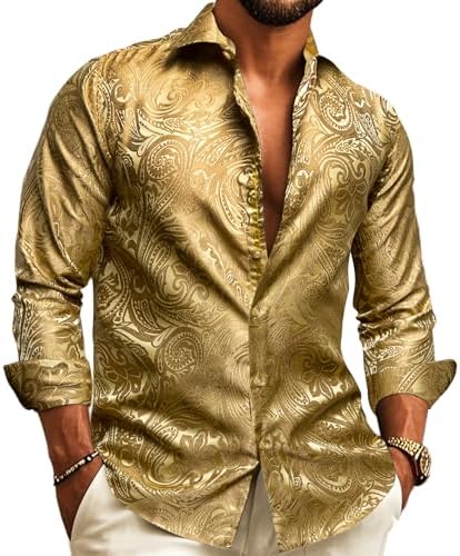 Herren Paisley-Jacquard-Hemd – Raffinierter Langarmstil für Hochzeiten und Abendgarderobe