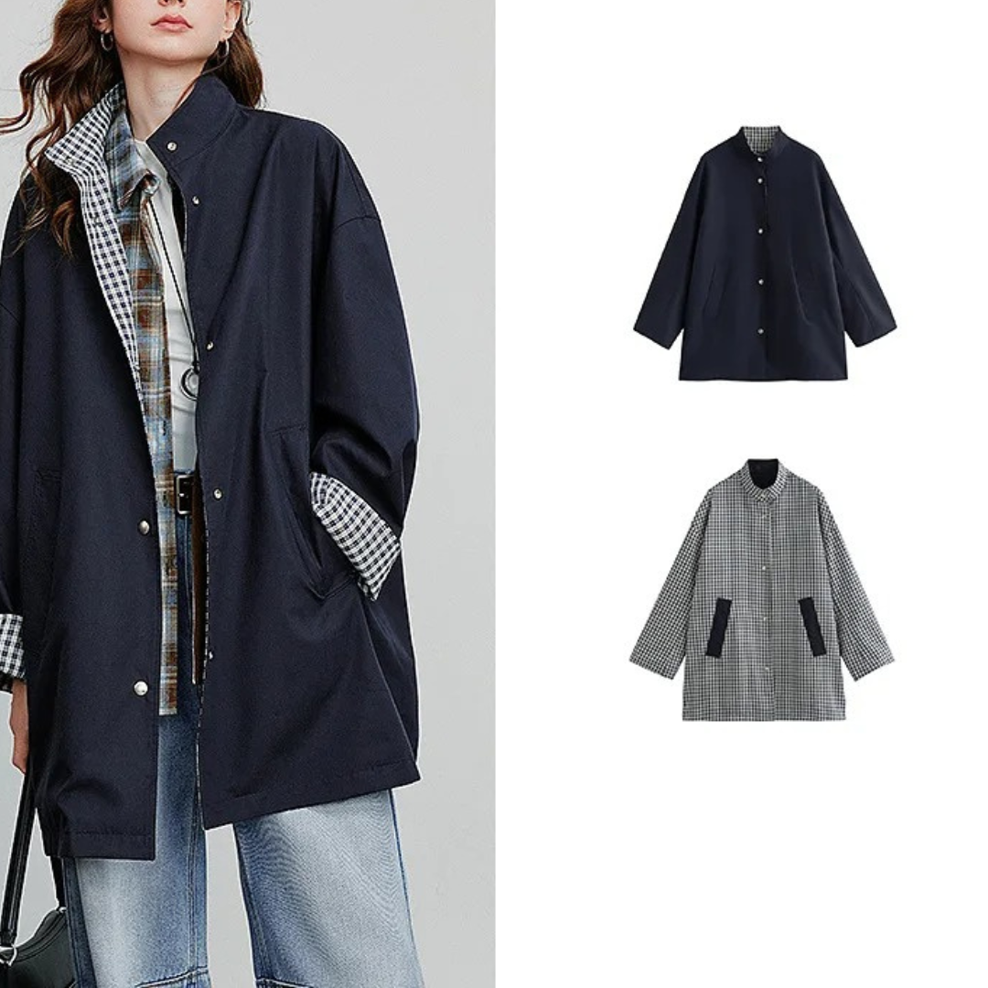 Jacke aus Lyocell & Baumwolle, wendbar mit Karofutter – UrbanEase Trench