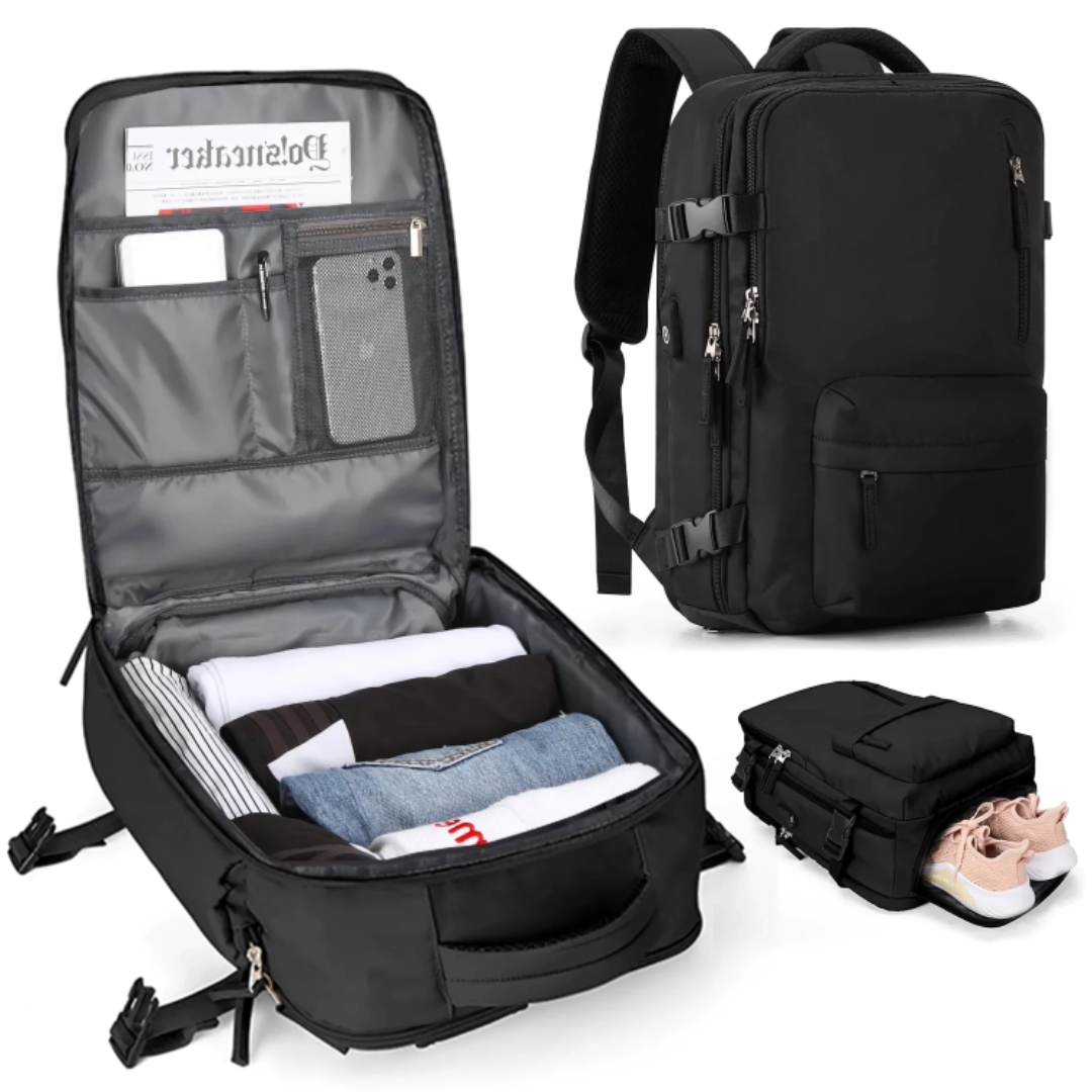 Reisetaschen Rucksack wasserdicht mit USB-Anschluss & Diebstahlschutz – SafeTrip Pack
