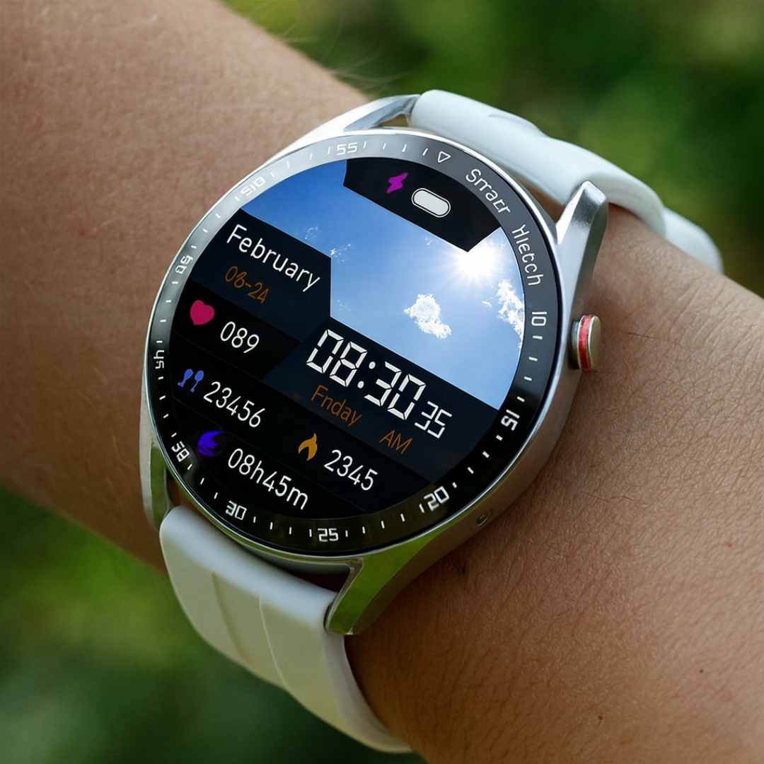 Smartwatch mit Blutzucker- & Vitalwert-Tracking, NFC & IP67 – GlucoTrack Pro