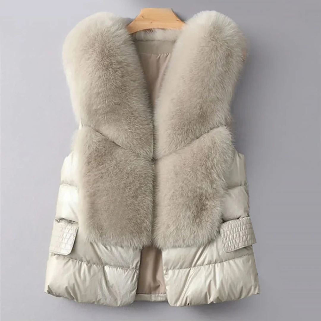 Pullover Damen Weste mit Kunstfell & elegantem Coatigan-Stil – WinterFur Vest