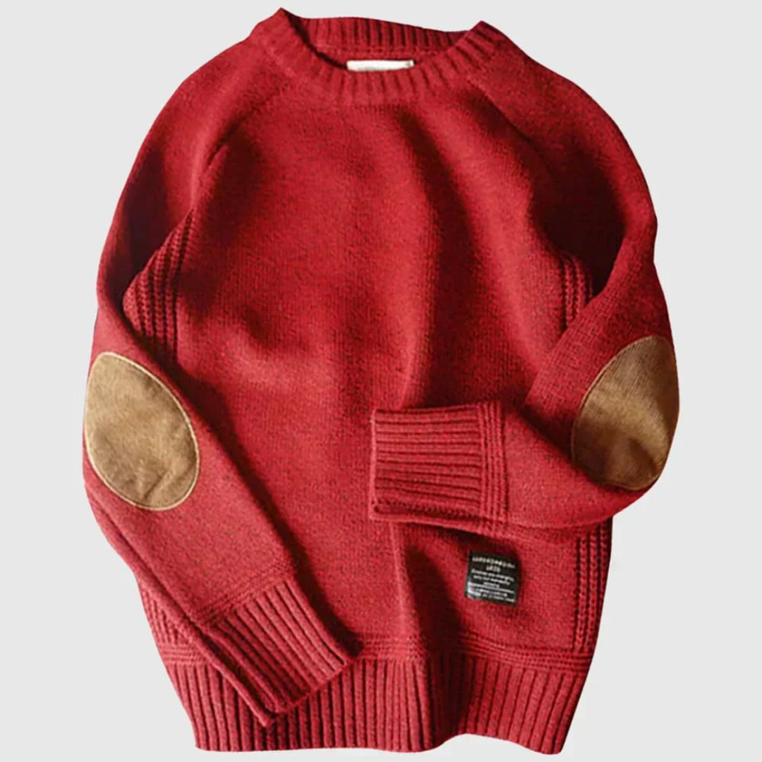Wollpullover mit Ellenbogen-Patches & klassischem Schnitt – AlpineHaven Knit