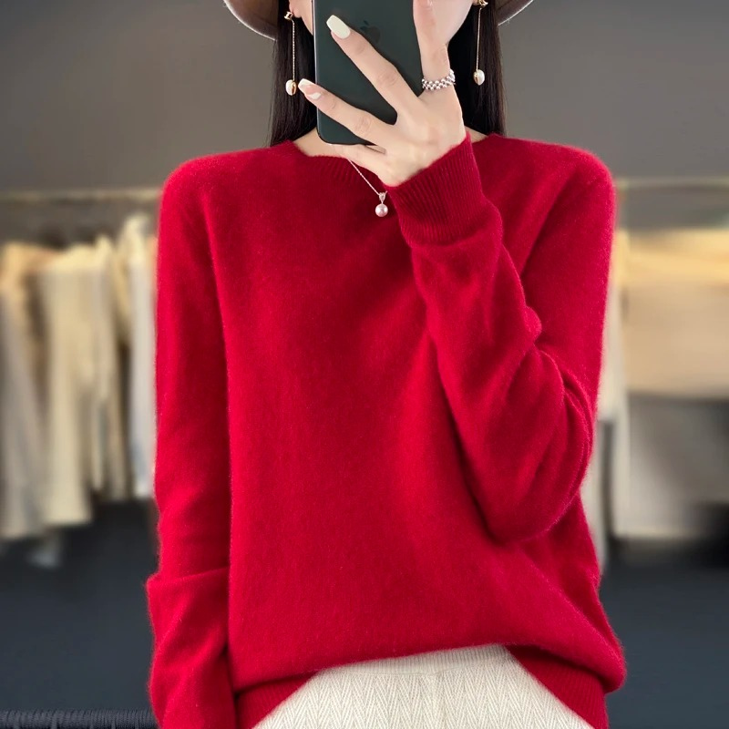 Cashmere Pullover Damen Stilvoller Rundhals, Weich & Komfortabel
