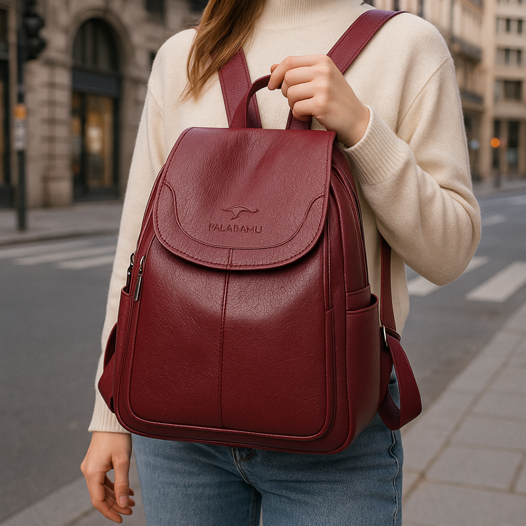 Leder Taschen Rucksack mit Anti-Diebstahl-Design für Damen – EleganceSafe Backpack