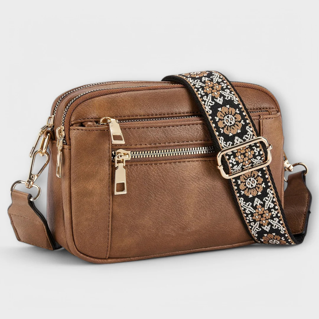 Umhängetasche aus veganem Leder mit Boho-Riemen – RetroCharm Bag