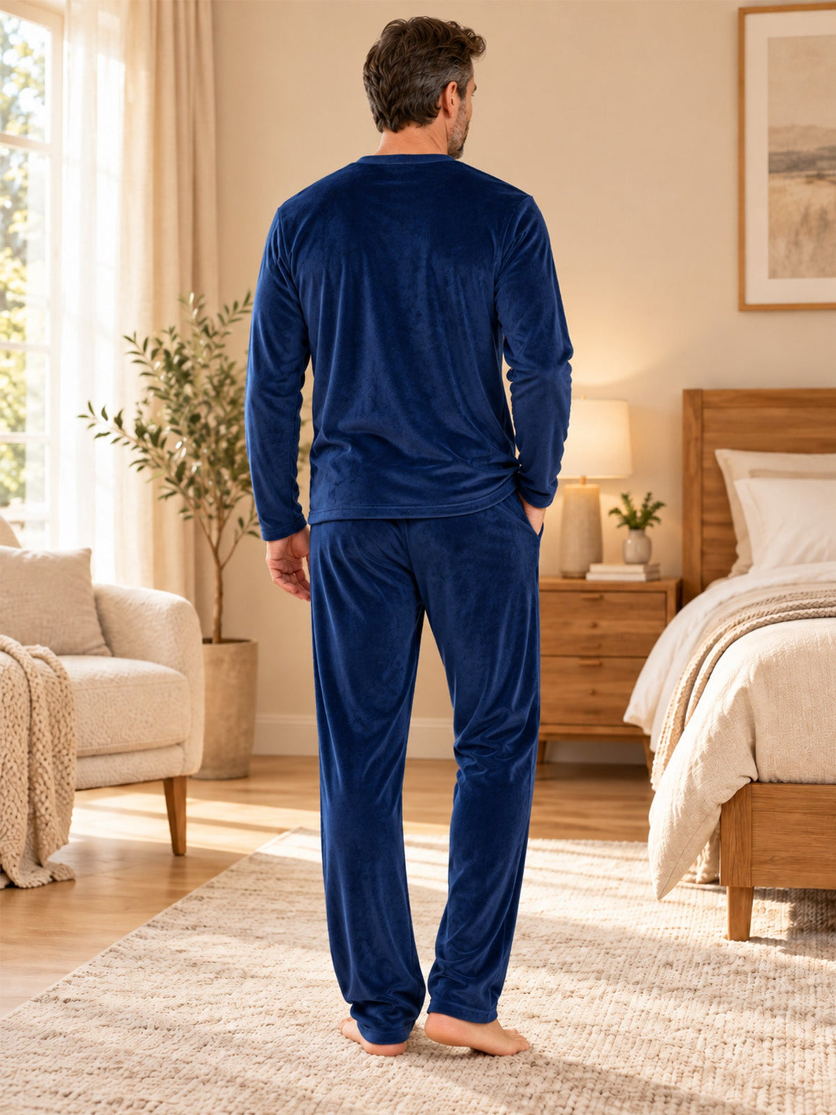 Herren Kuscheliges Thermo-Samt-Pyjama-Set