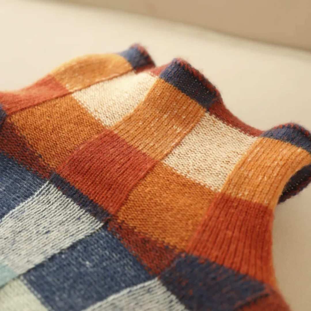 Rollkragenpullover kariert & weich aus Wolle – CozyGrid Knit