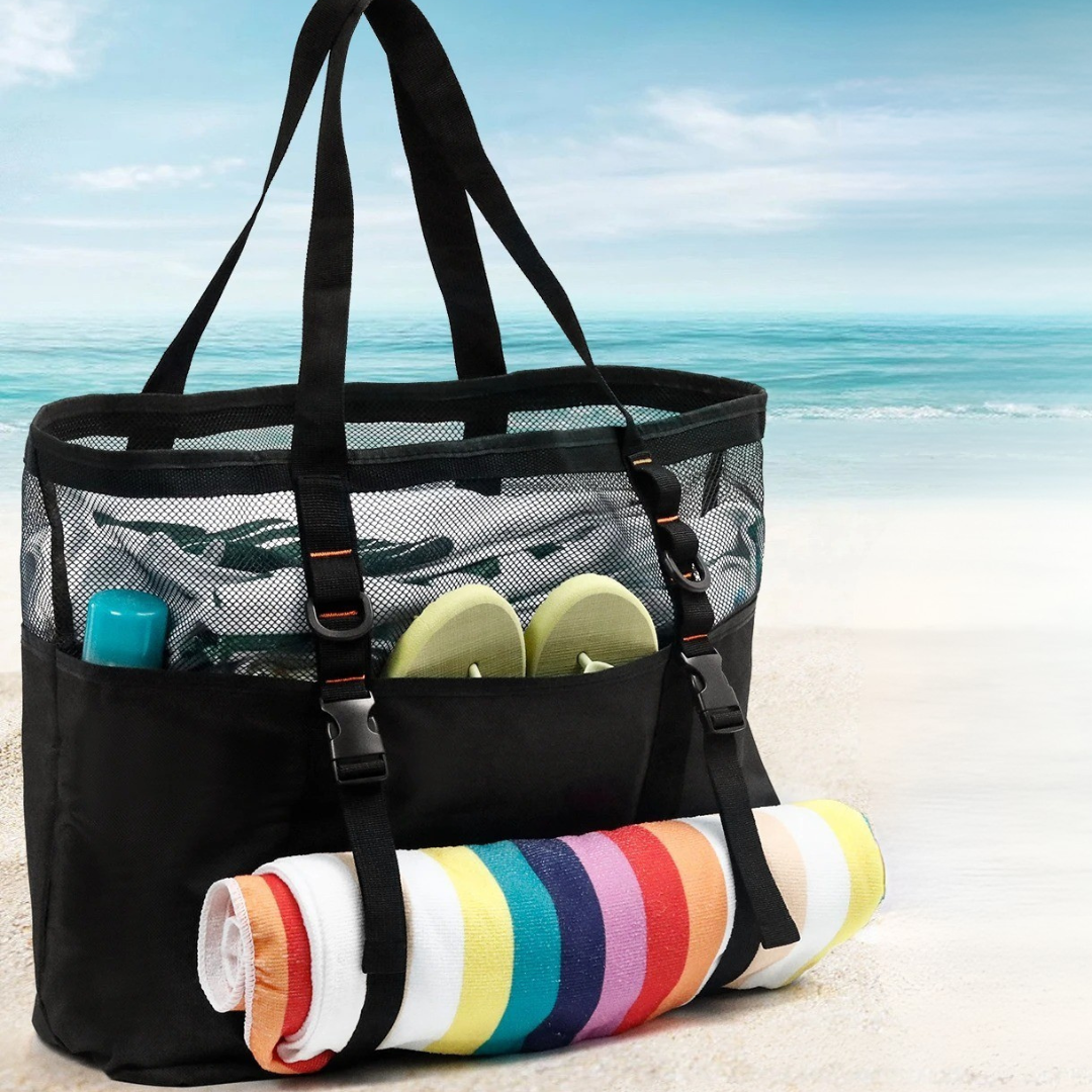 Strandtasche Netz XXL mit Reißverschluss – LuftFlex 40L