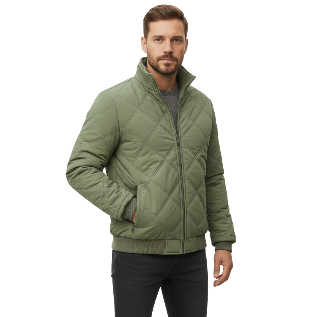 Herren Steppjacke mit Fleece-Futter – Stehkragen Mantel