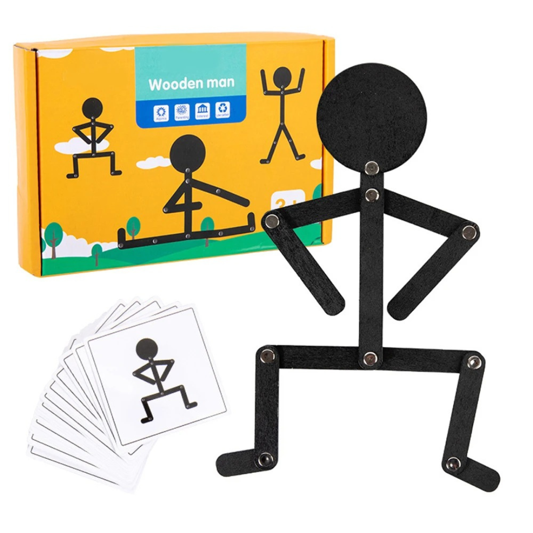 Spielzeug Gelenkfigur mit Karten zum Nachstellen von Posen – FlexiMan Puzzle