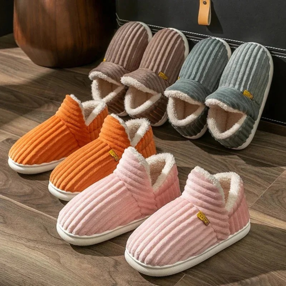 Flanell Hausschuhe Winter warm & rutschfest für Damen & Herren – CozyStripe