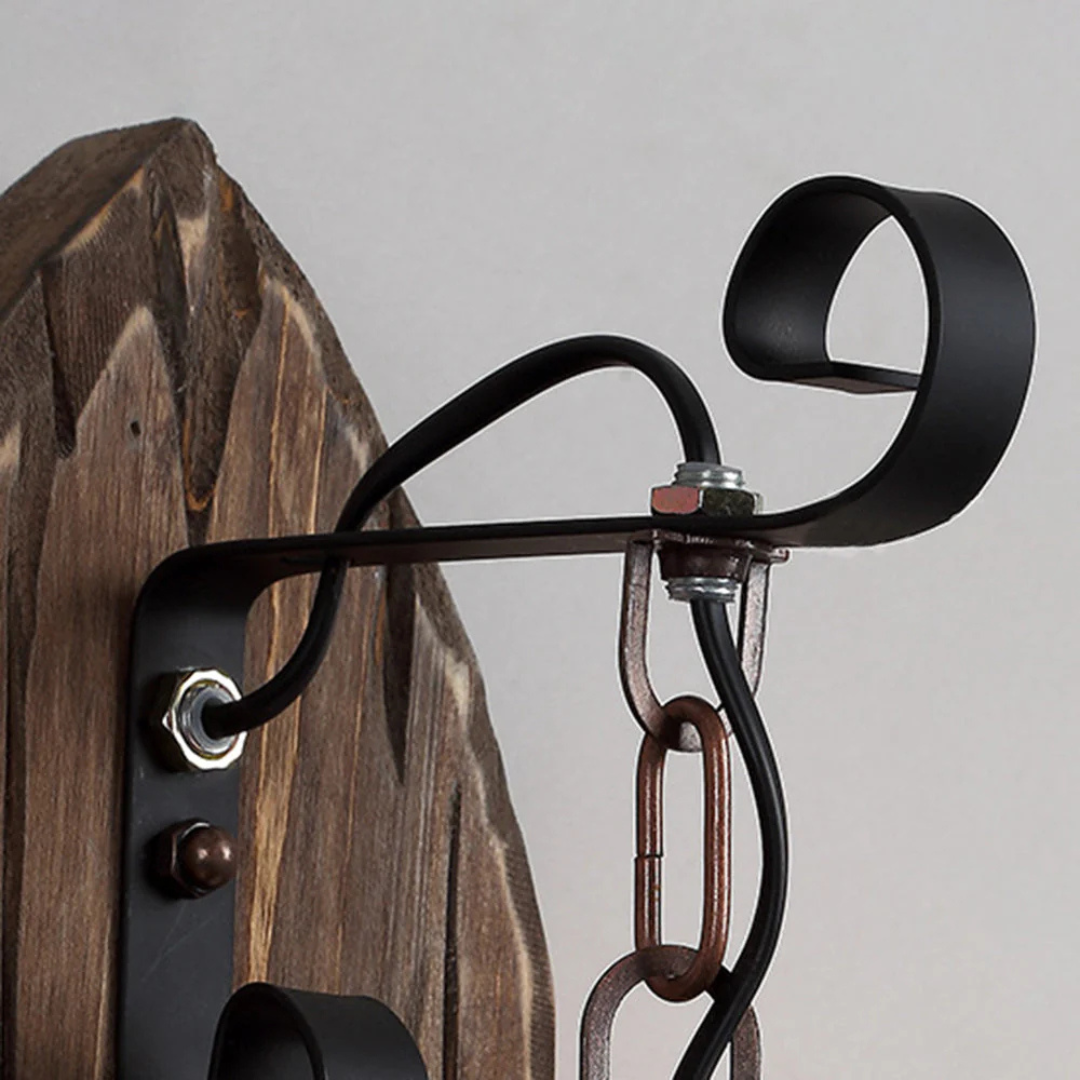 Innenbeleuchtung Vintage Wandlampe mit Holzrückwand – LanternGlow Light