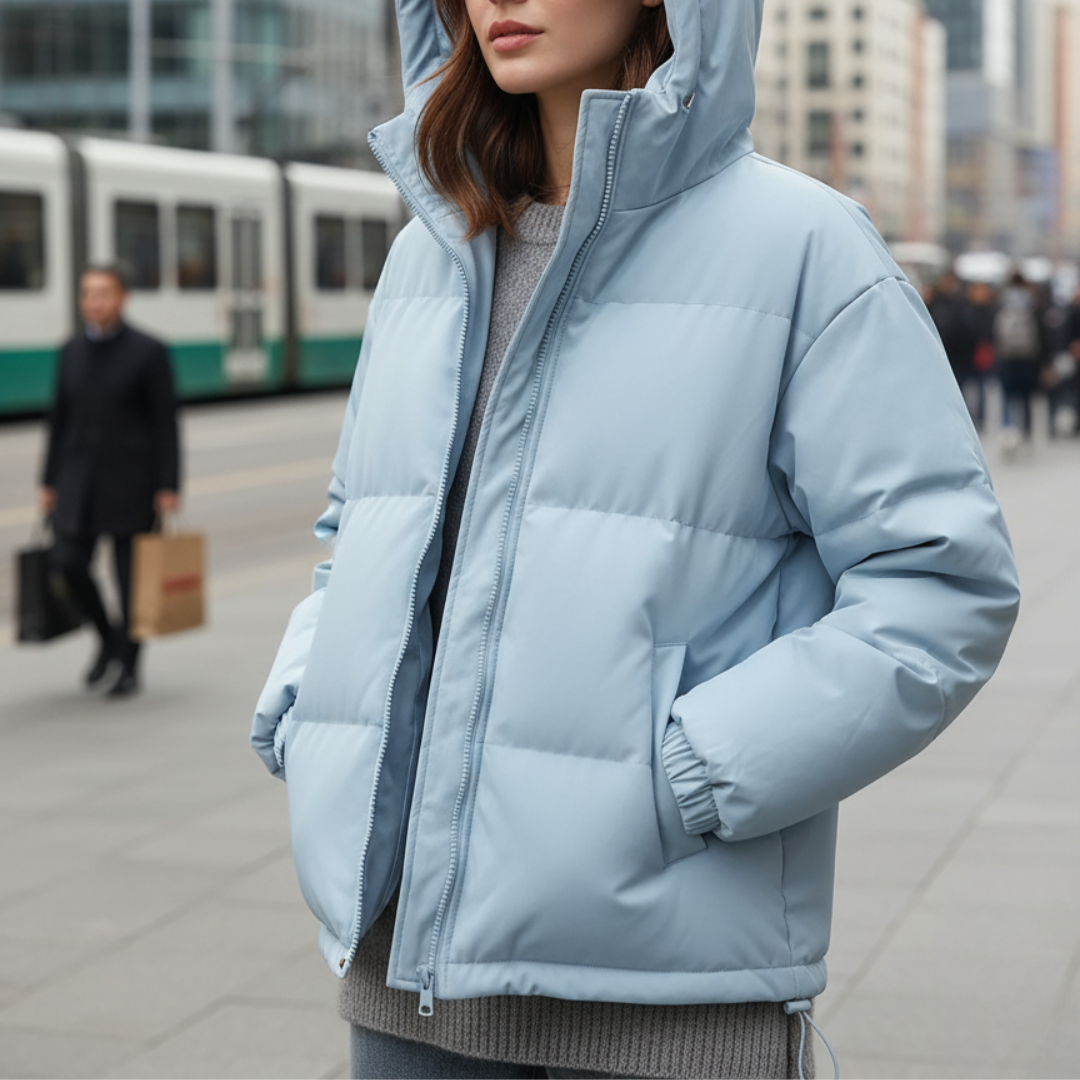 Damen Steppjacke wasserabweisend & leicht | Wintermantel mit Kapuze – Nordlys Puffer
