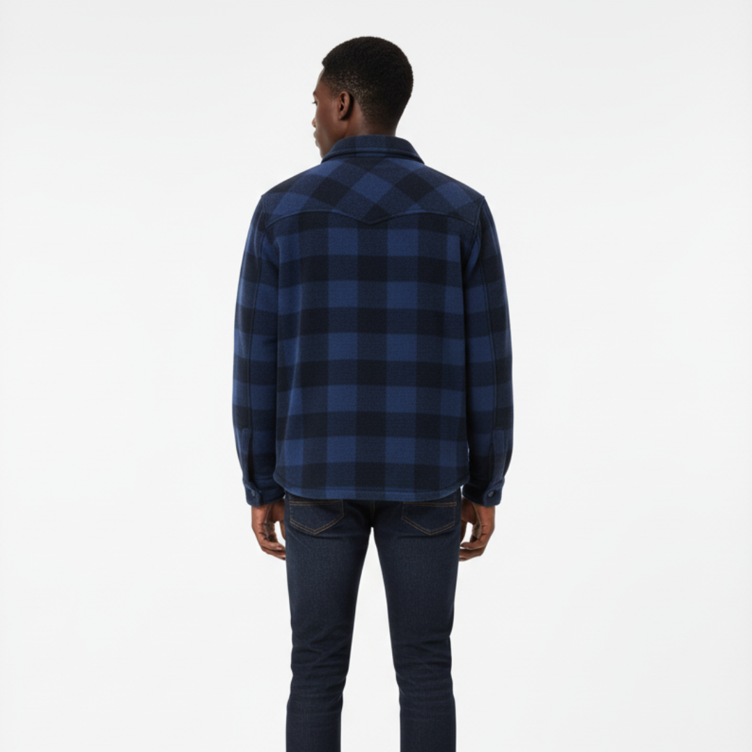 Herren Flanelljacke mit Fleecefutter & Karomuster | Warme Winter Overshirt-Jacke