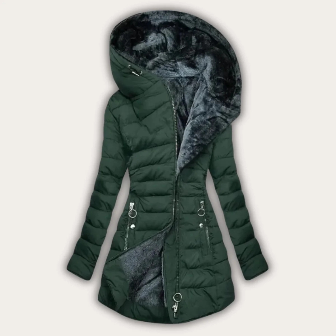 Damen Jacken mit Kunstfell-Futter & Asymmetrischem Reißverschluss – Chloe Coat