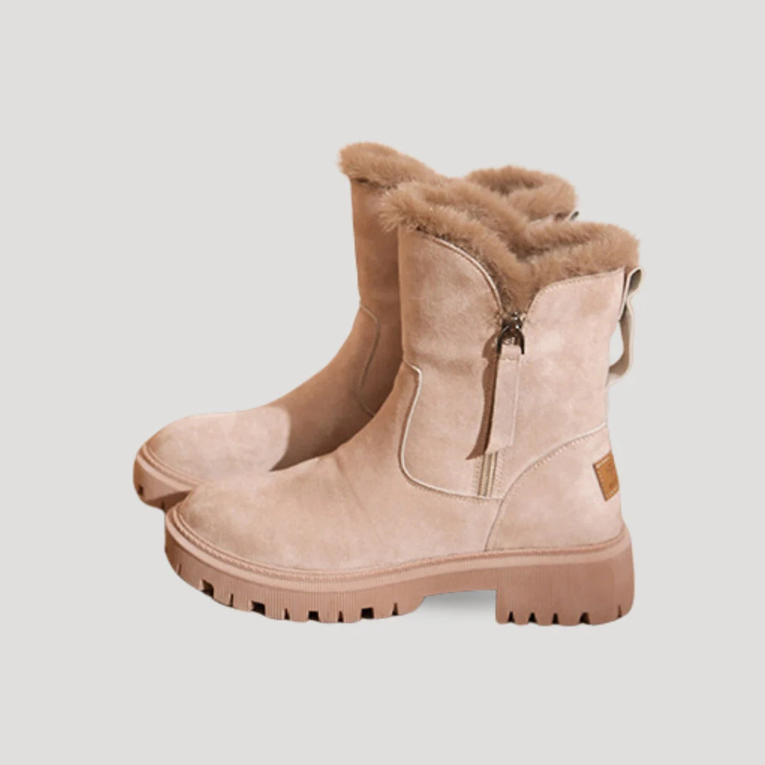 Stiefel Damen Winter knöchelhoch mit Fellfutter & Profilsohle – FrostLuxe Boots