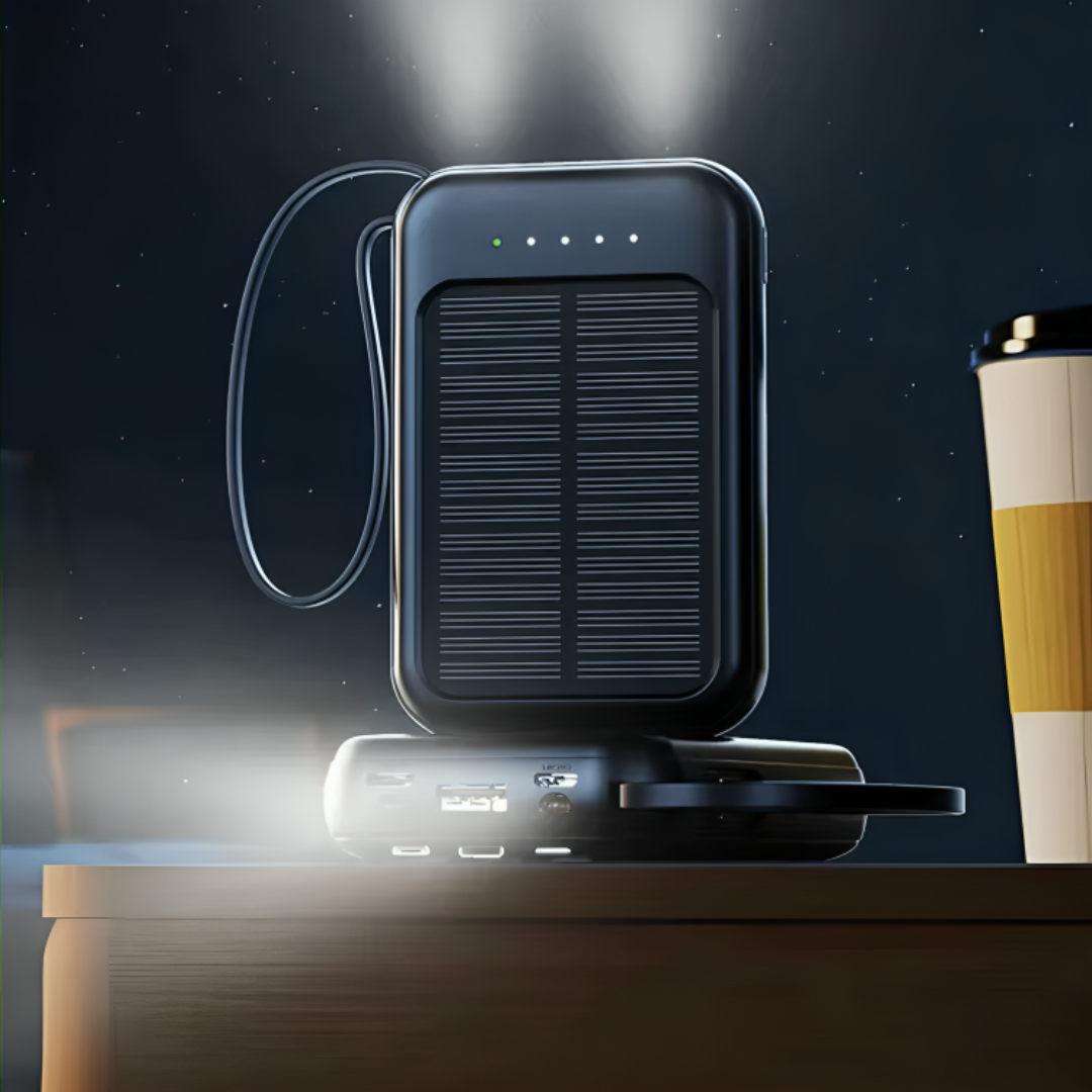 Solar Powerbank 10000 mAh mit LED & Kabeln – SunCharge Ultra