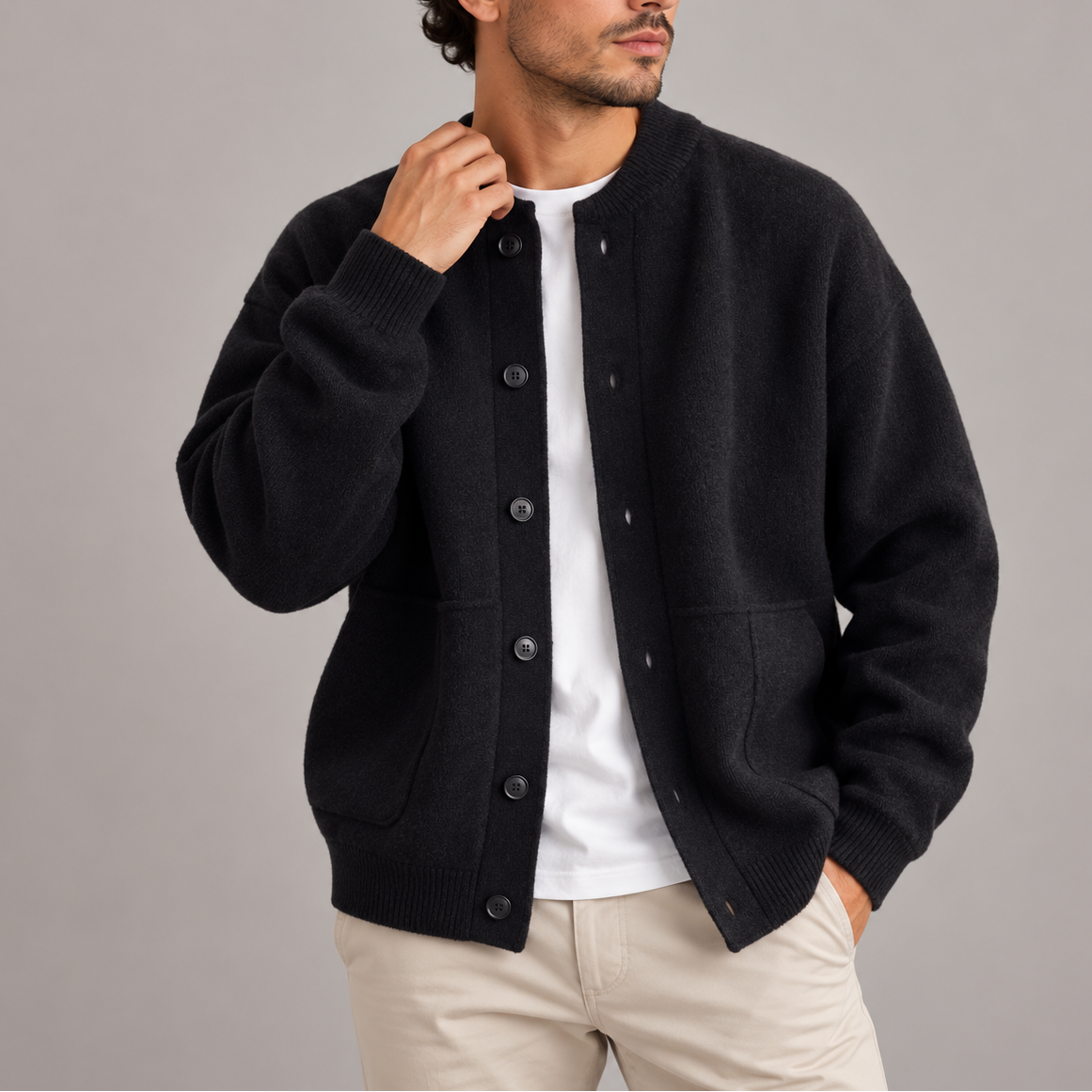 Herren Strukturierte Strickjacke mit Knopfleiste | Lässige Strickjacke