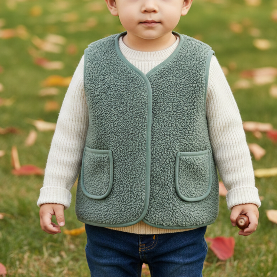 Weste für Kinder mit Reißverschluss & Tasche – CozyBear Vest