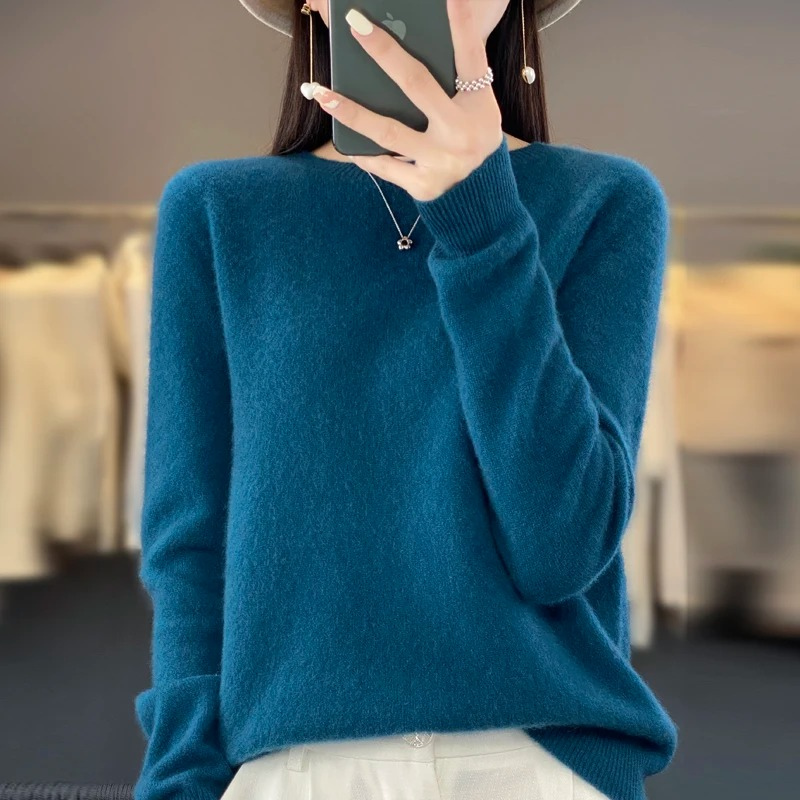 Cashmere Pullover Damen Stilvoller Rundhals, Weich & Komfortabel