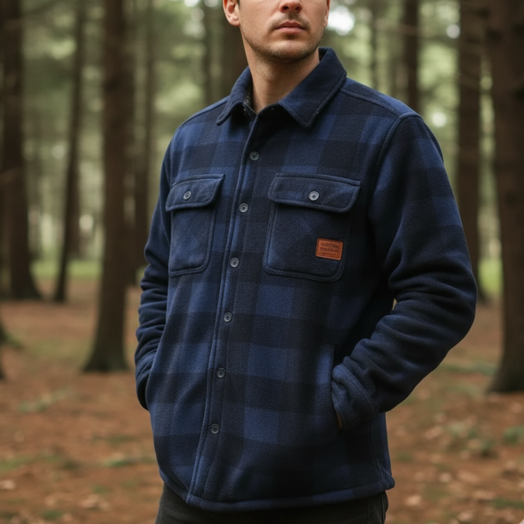 Herren Flanelljacke mit Fleecefutter & Karomuster | Warme Winter Overshirt-Jacke