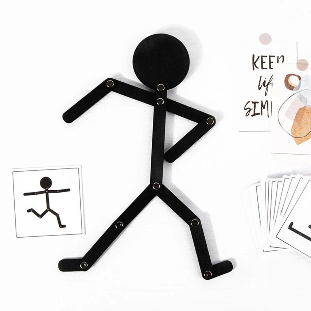 Spielzeug Gelenkfigur mit Karten zum Nachstellen von Posen – FlexiMan Puzzle