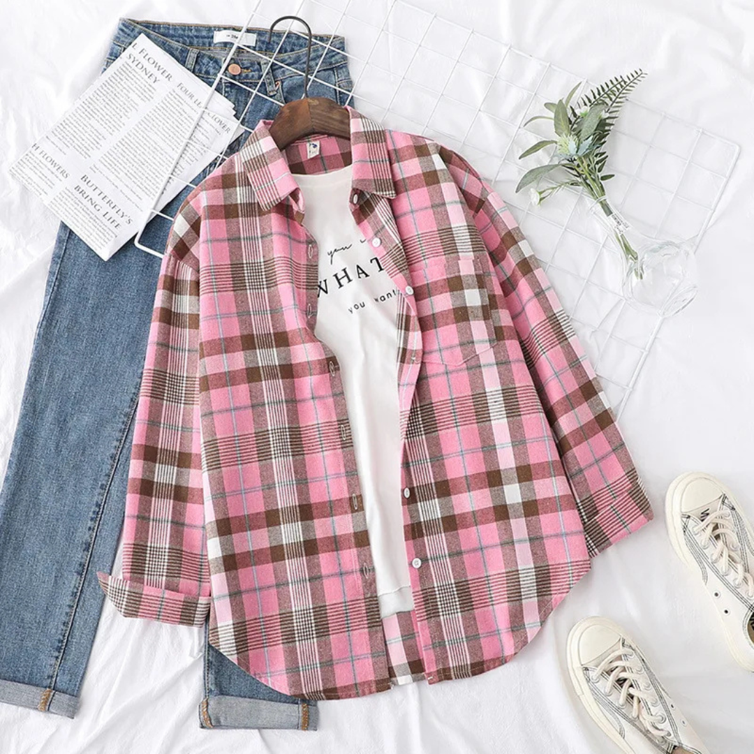 Flanell Bluse mit Karomuster & Baumwollmischung – Nordspur CozyPlaid