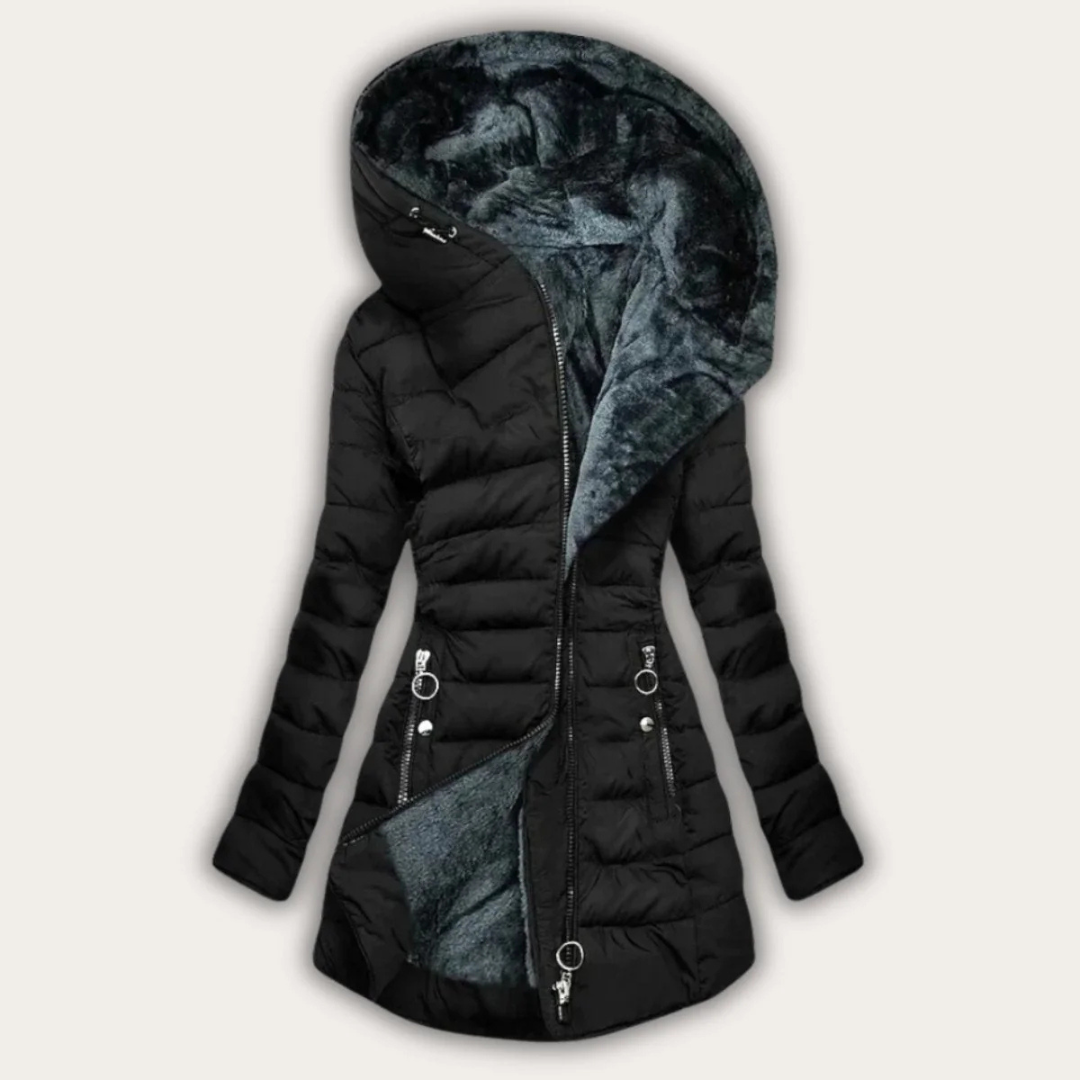 Damen Jacken mit Kunstfell-Futter & Asymmetrischem Reißverschluss – Chloe Coat