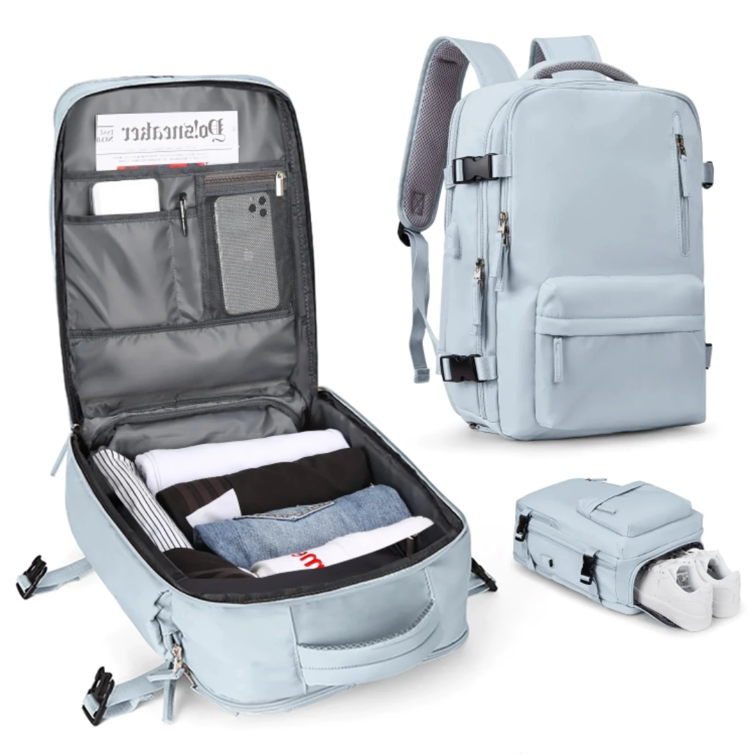 Reisetaschen Rucksack wasserdicht mit USB-Anschluss & Diebstahlschutz – SafeTrip Pack